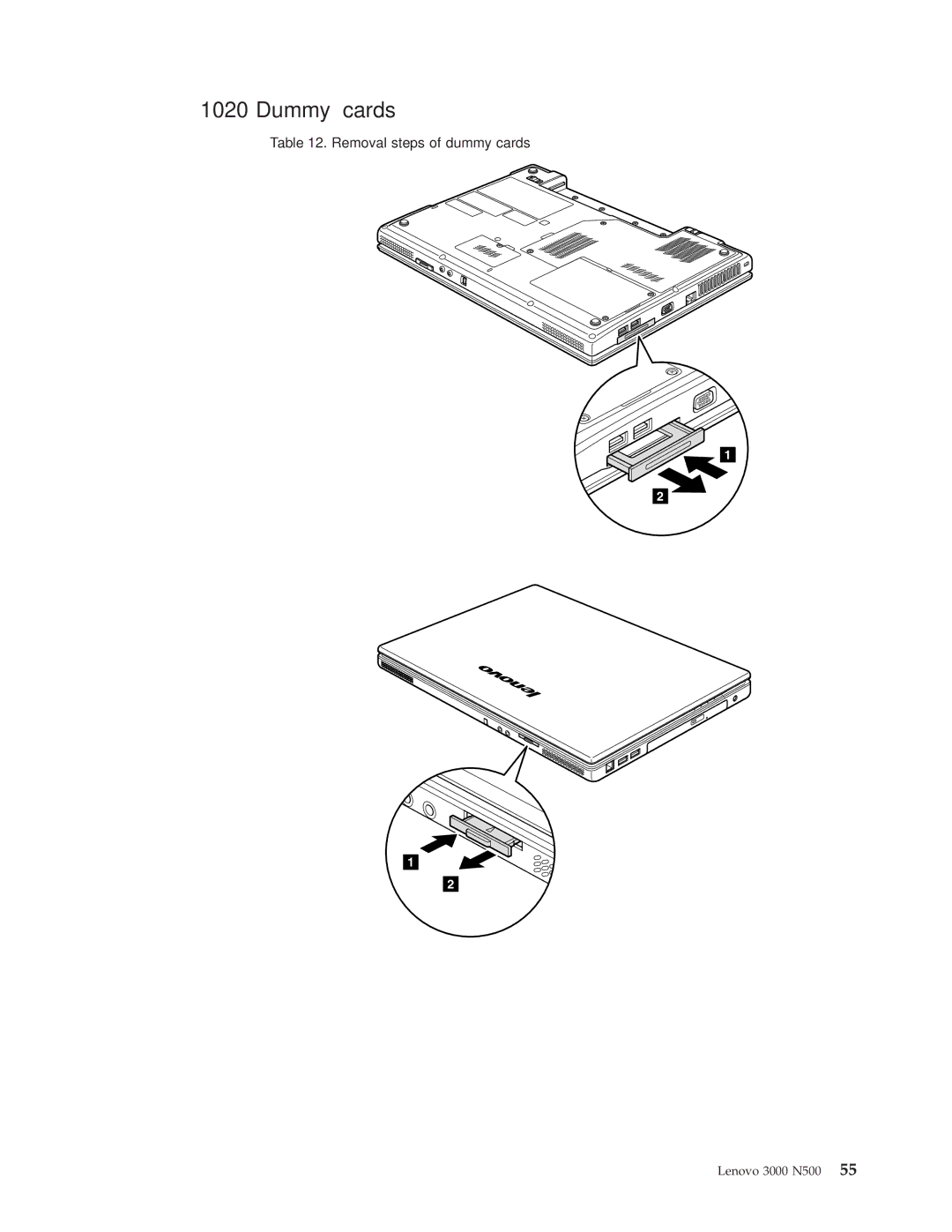 Lenovo 3000 N500 manual Dummy cards 