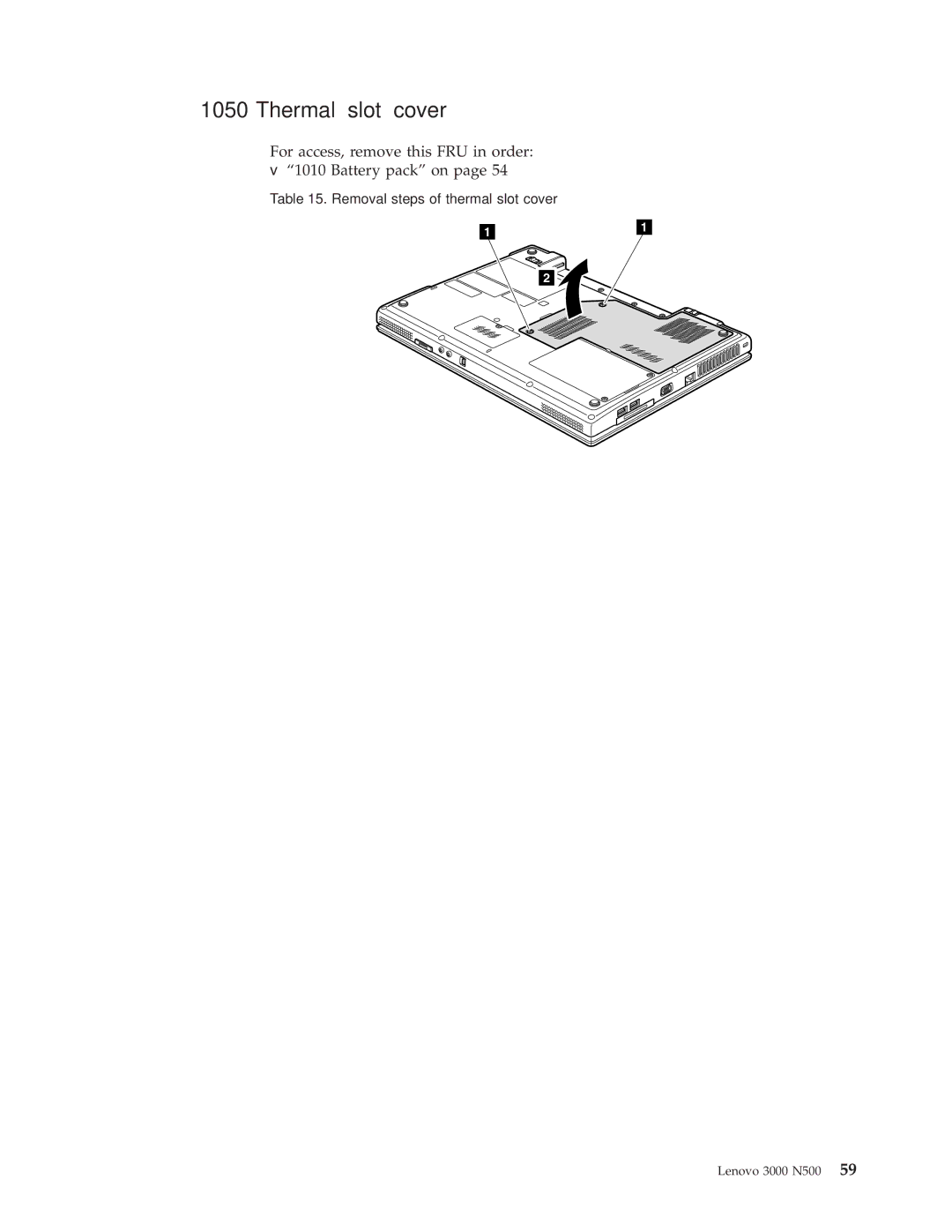 Lenovo 3000 N500 manual Thermal slot cover 