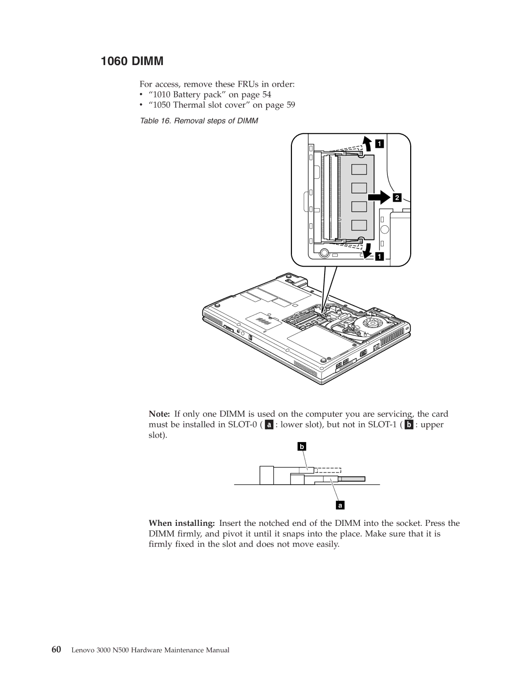 Lenovo 3000 N500 manual Dimm 