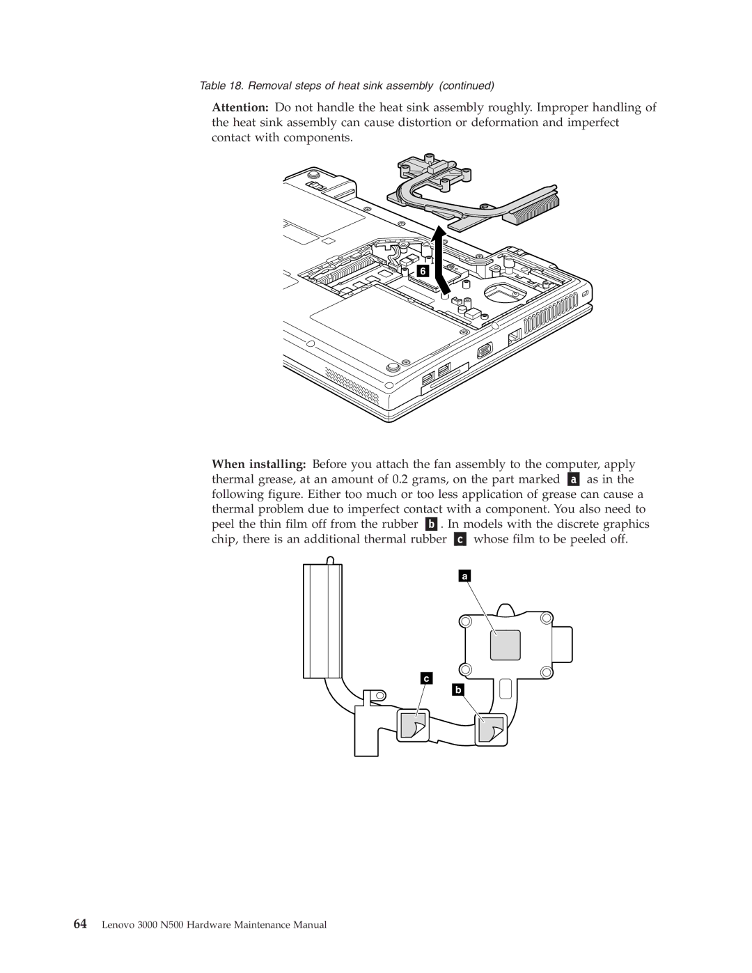 Lenovo 3000 N500 manual Removal steps of heat sink assembly 