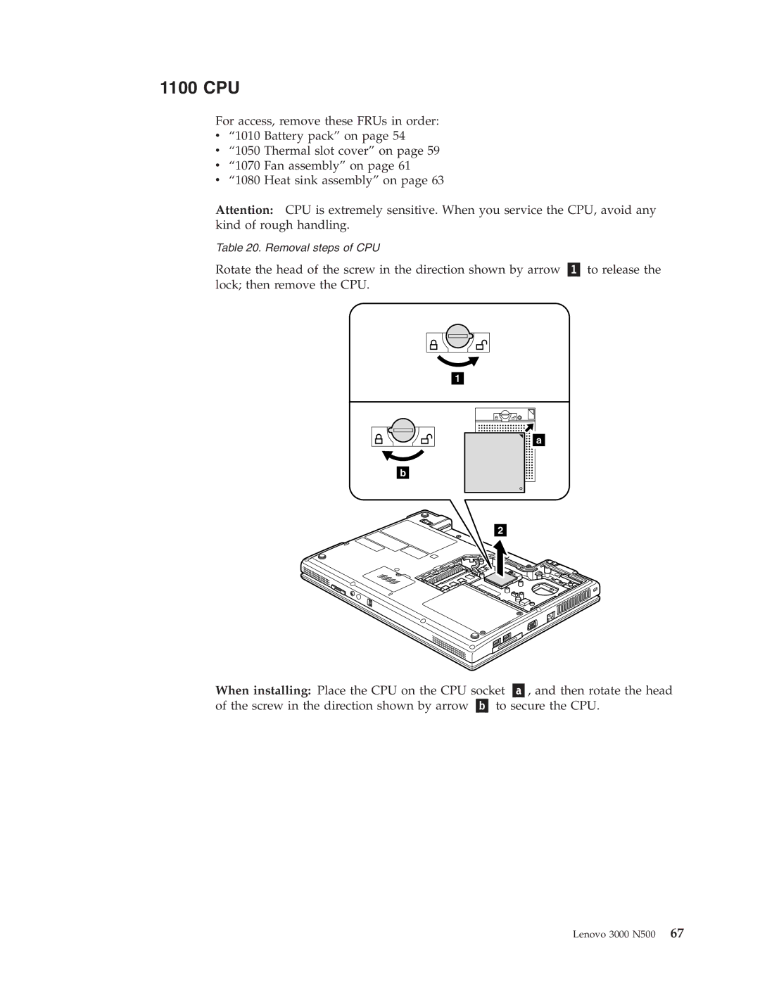 Lenovo 3000 N500 manual 1100 CPU 