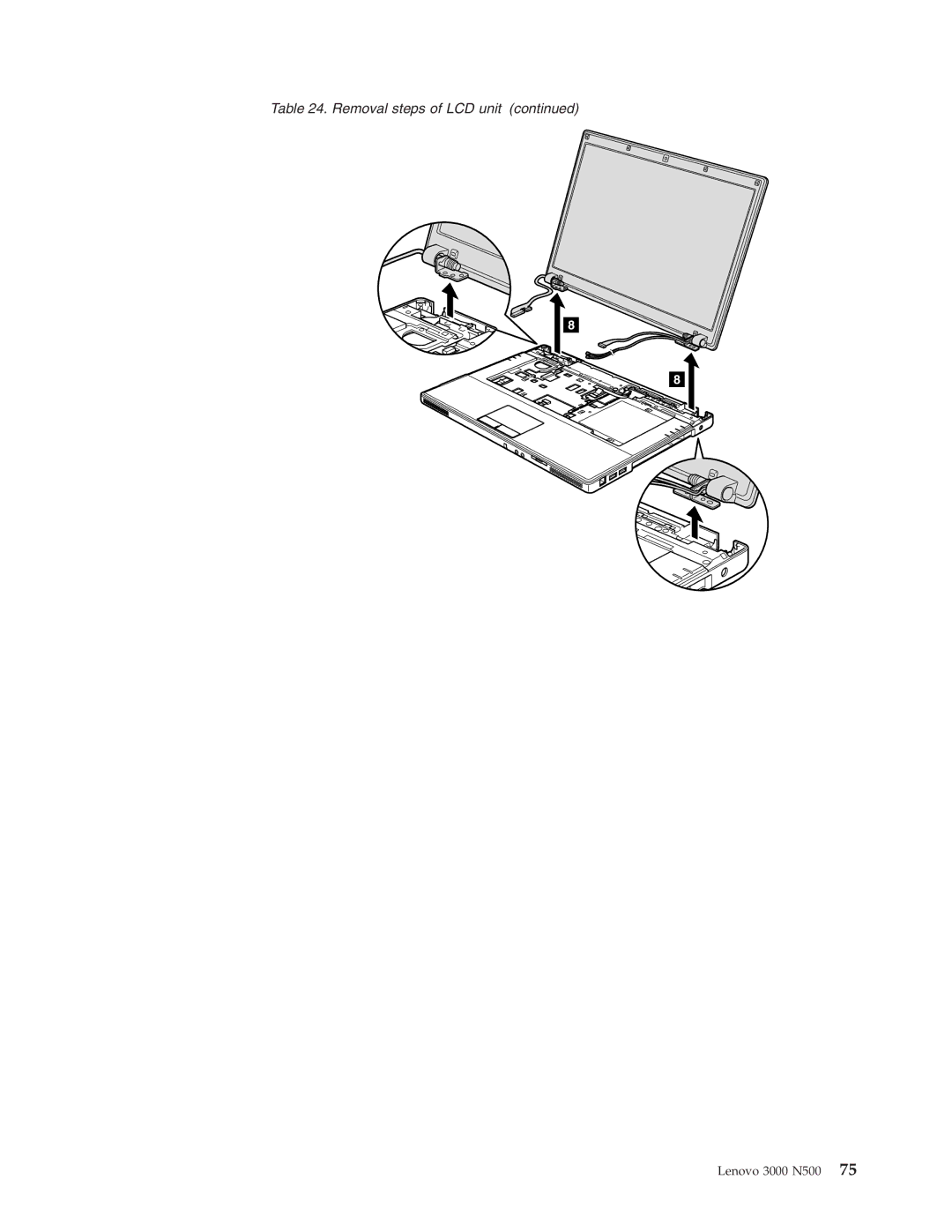 Lenovo 3000 N500 manual Removal steps of LCD unit 