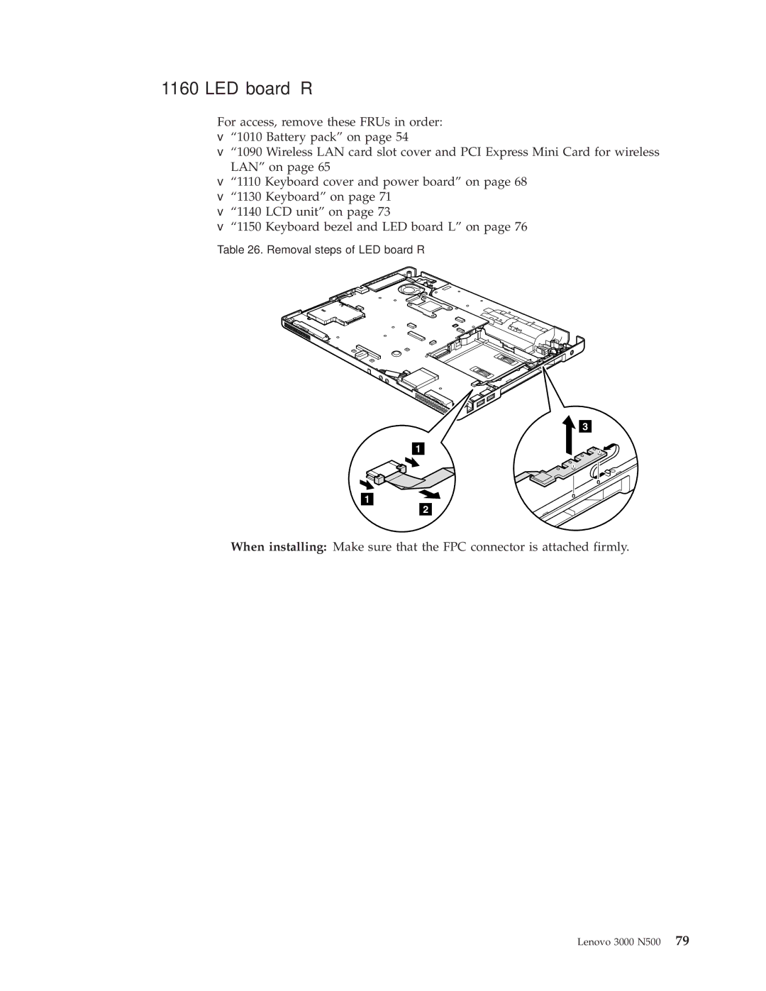 Lenovo 3000 N500 manual LED board R 