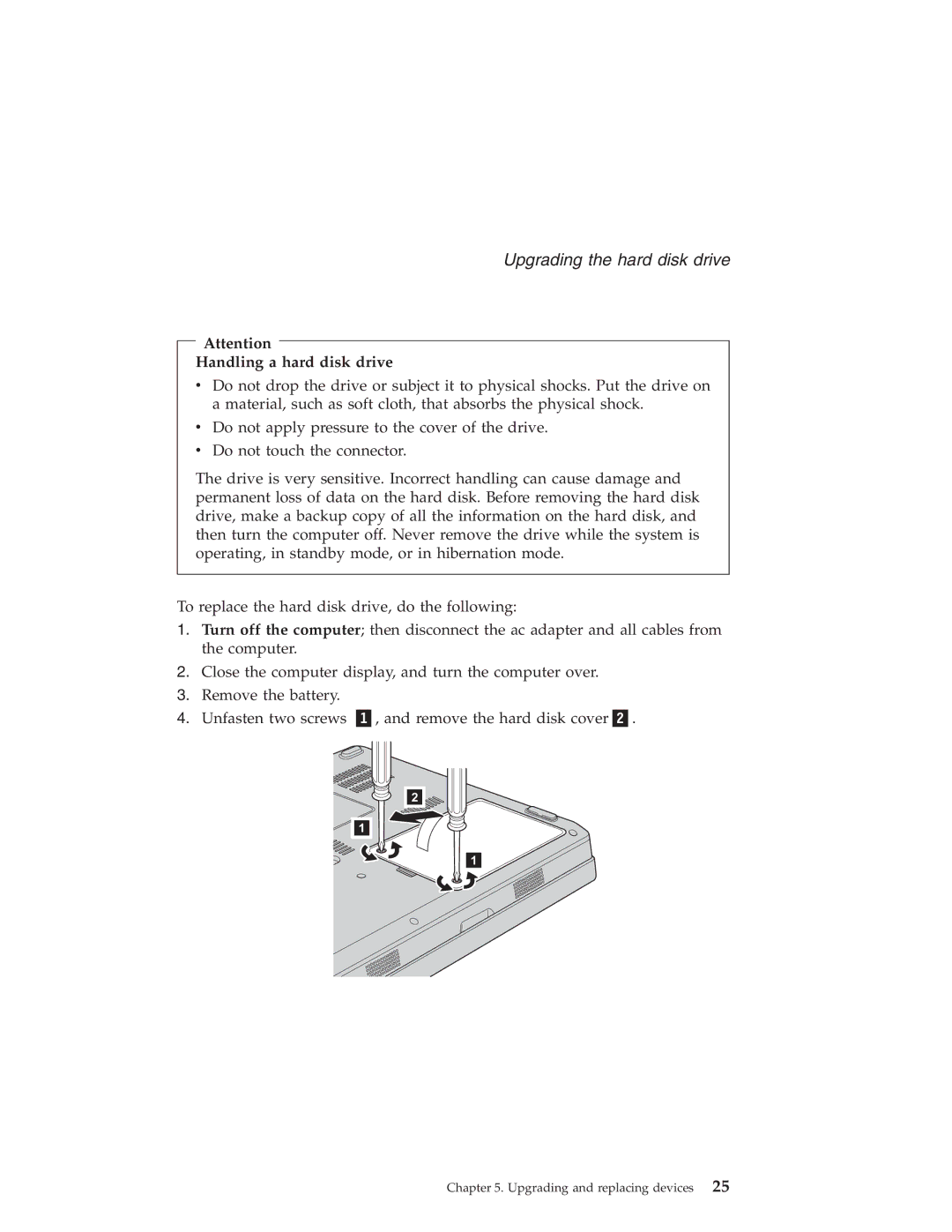 Lenovo 3000 V100 warranty Upgrading the hard disk drive, Handling a hard disk drive 