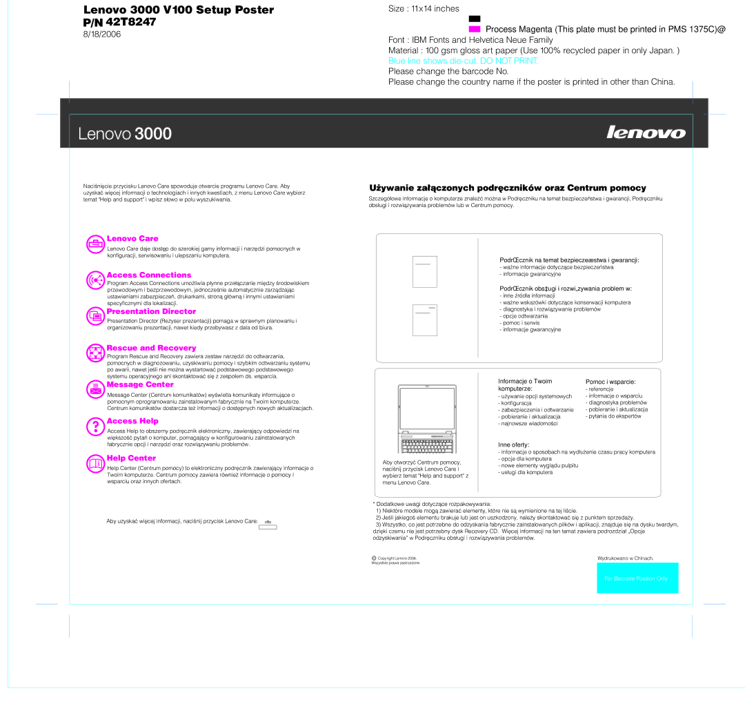 Lenovo 3000 V100 manual ¿ywanie za³¹czonych podrêczników oraz Centrum pomocy 