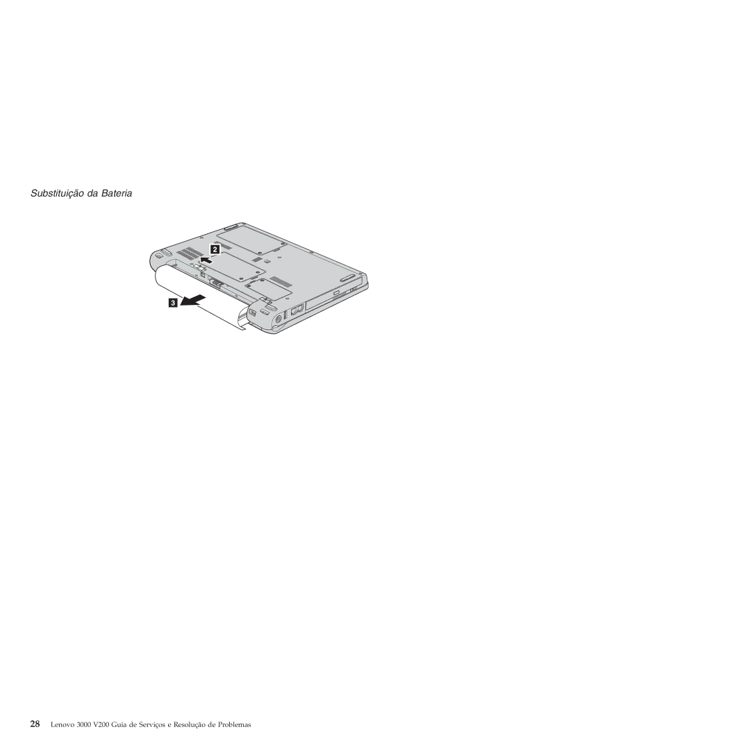 Lenovo 3000 V200 manual Substituição da Bateria 