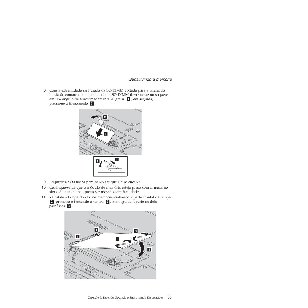 Lenovo 3000 V200 manual Substituindo a memória 