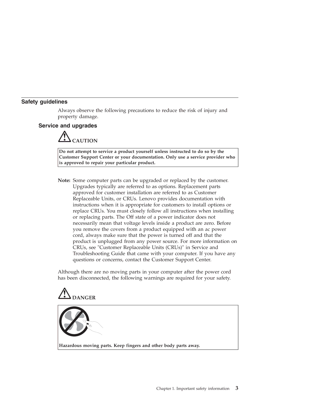 Lenovo 3000 warranty Safety guidelines, Service and upgrades 