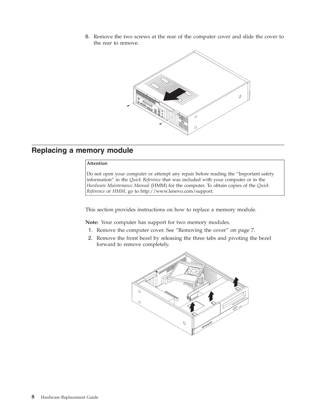 Lenovo 3000 manual Replacing a memory module 