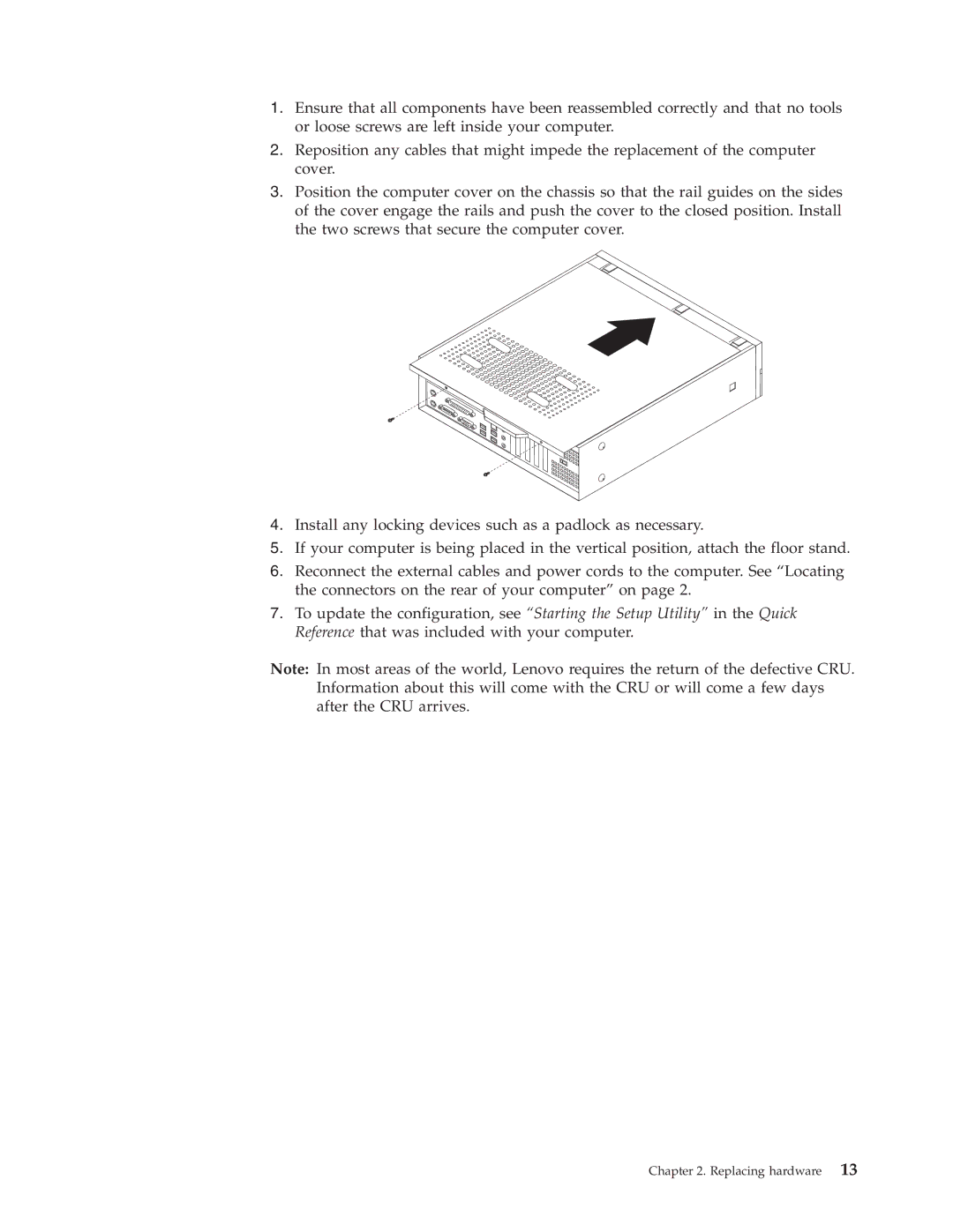 Lenovo 3000 manual Replacing hardware 