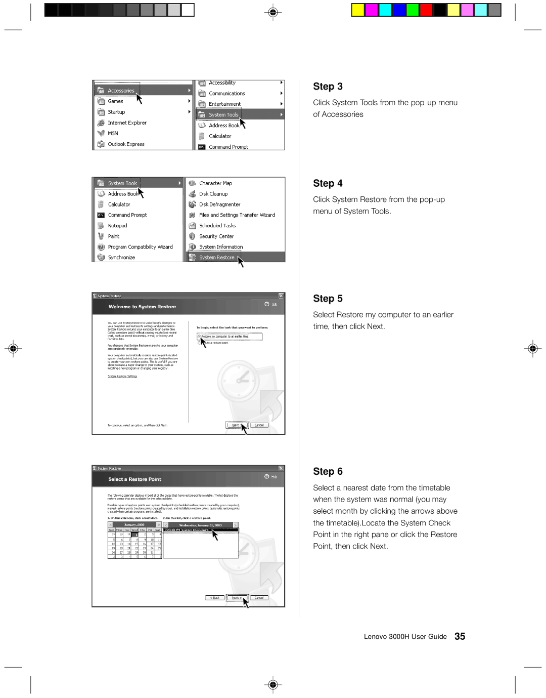 Lenovo 3000H manual Click System Tools from the pop-up menu of Accessories 