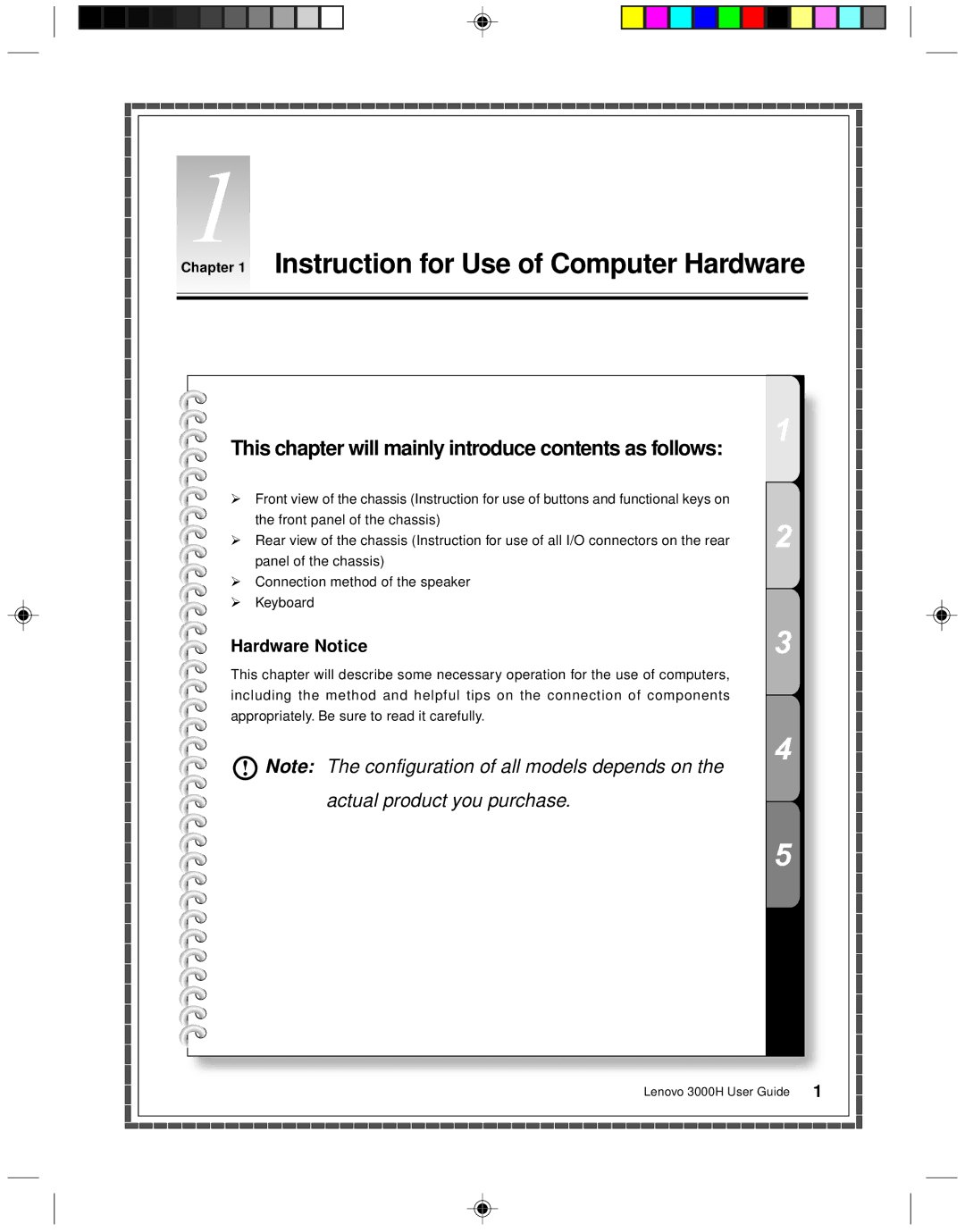 Lenovo 3000H manual Instruction for Use of Computer Hardware, This chapter will mainly introduce contents as follows 