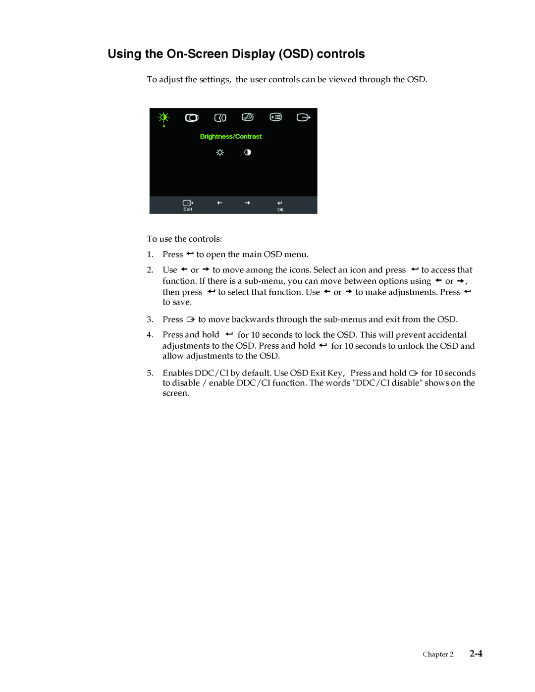 Lenovo 3024HC1 manual Using the On-ScreenDisplay OSD controls 