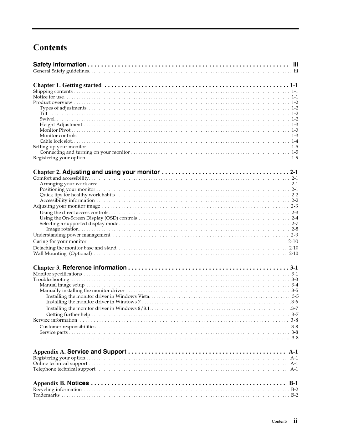 Lenovo 3024HC1 manual Contents 