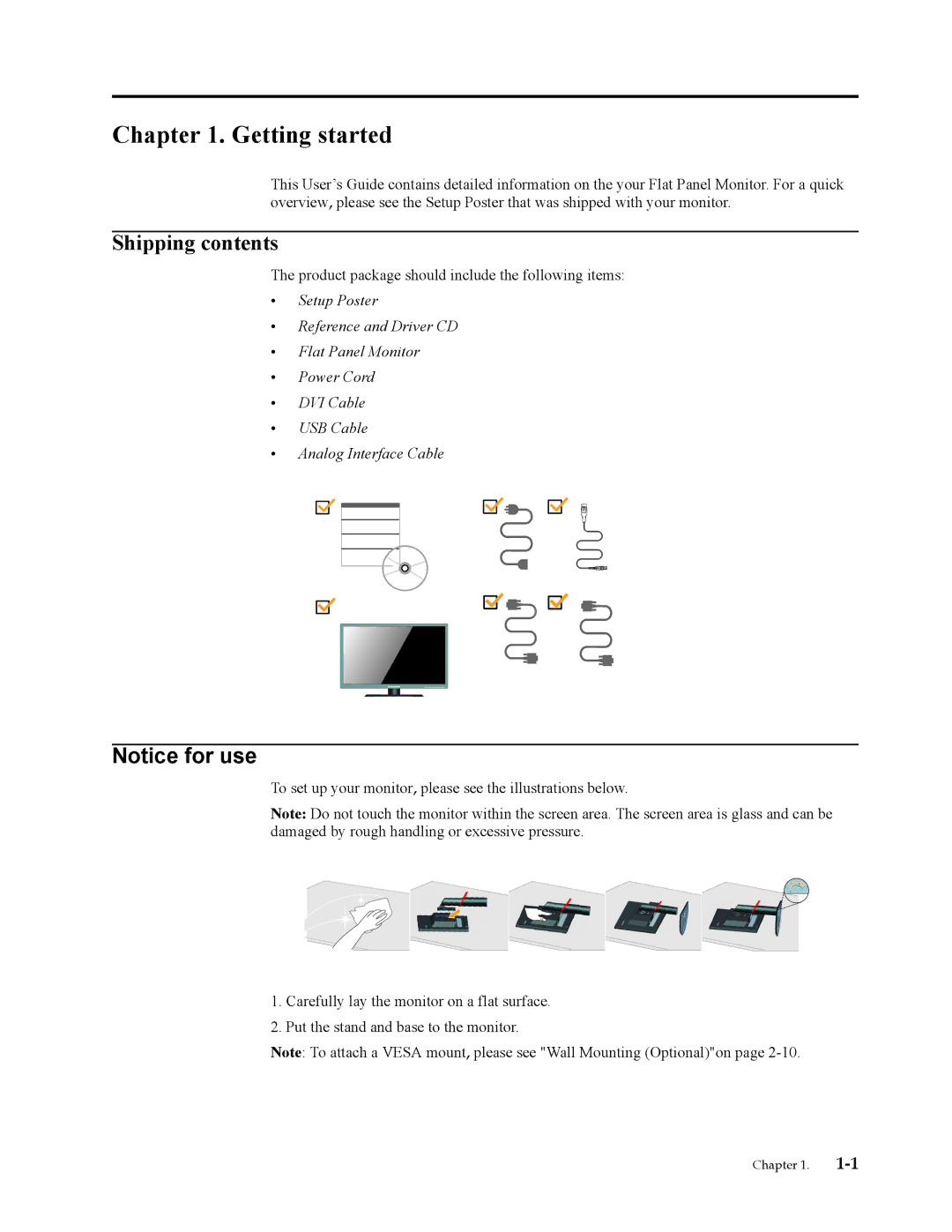 Lenovo 3024HC1 manual Getting started, Shipping contents 