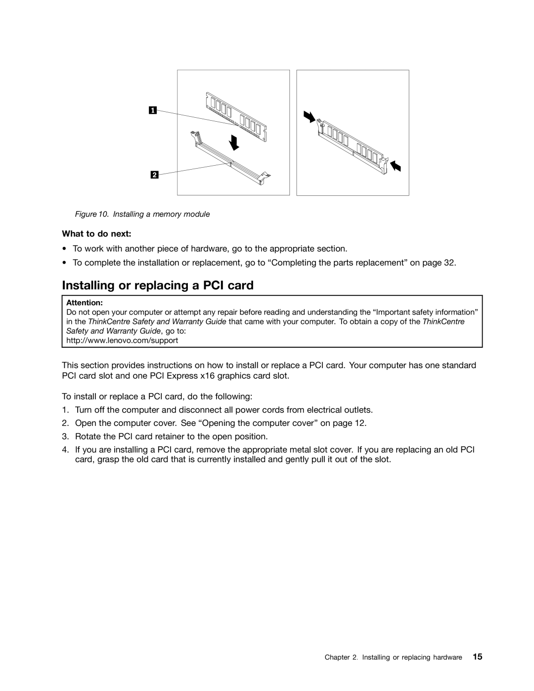 Lenovo 3627, 3026, 3269, 3039, 5548, 5536, 5391, 5472, 5485, 3491, 3319, 3394 Installing or replacing a PCI card, What to do next 