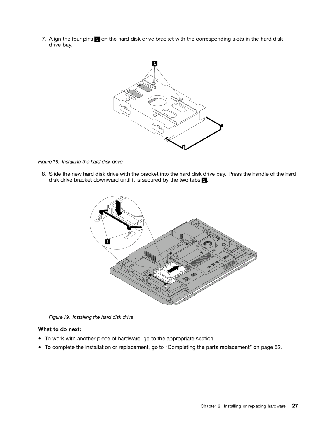 Lenovo 5248, 3091, 3265, 4285, 870, 852, 800, 5205, 3678, 3650, 3429, 3373, 2557, 2471 manual Installing the hard disk drive 