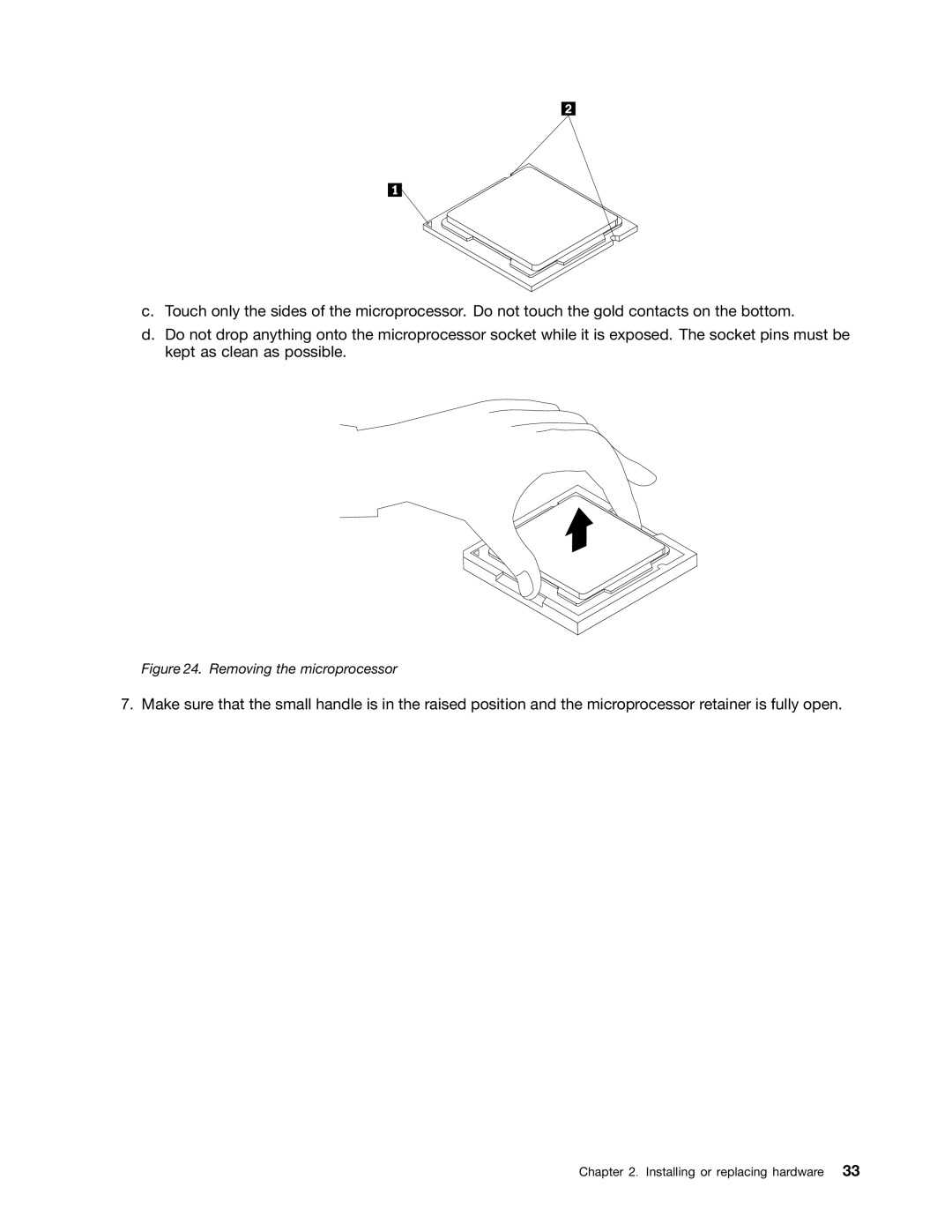 Lenovo 2471, 3091, 3265, 4285, 870, 852, 800, 5205, 5248, 3678, 3650, 3429, 3373, 2557 manual Removing the microprocessor 