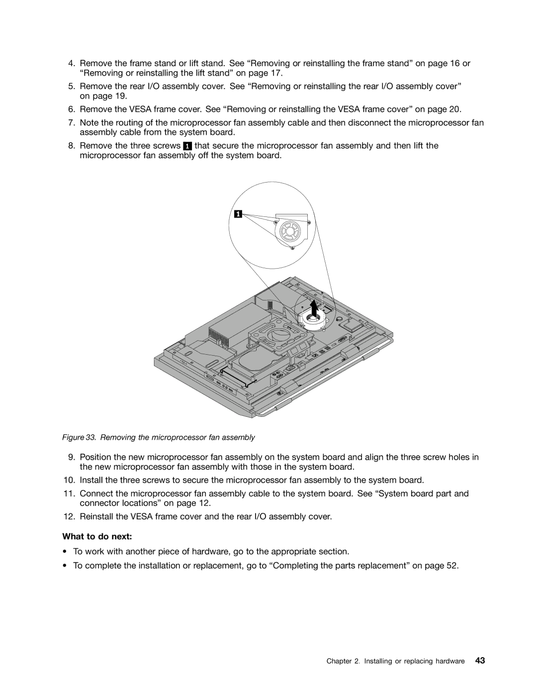 Lenovo 3650, 3091, 3265, 4285, 870, 852, 800, 5205, 5248, 3678, 3429, 3373, 2557, 2471 manual Removing the microprocessor fan assembly 