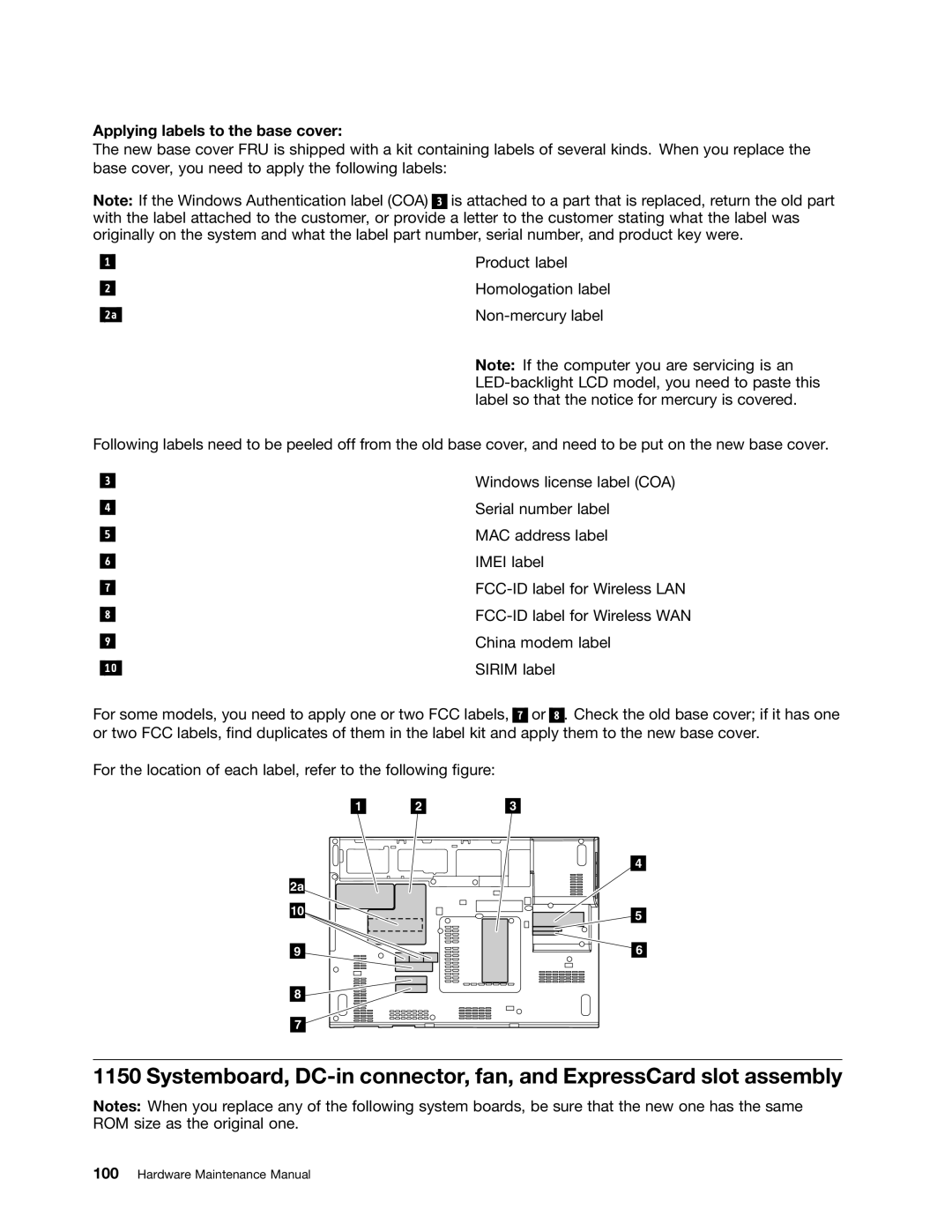 Lenovo 3093AC6 manual Applying labels to the base cover 