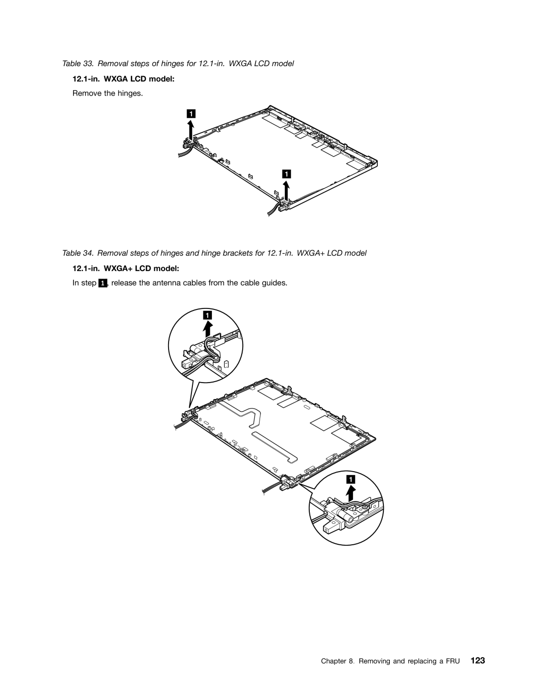 Lenovo 3093AC6 manual 12.1-in. Wxga LCD model, 12.1-in. WXGA+ LCD model 