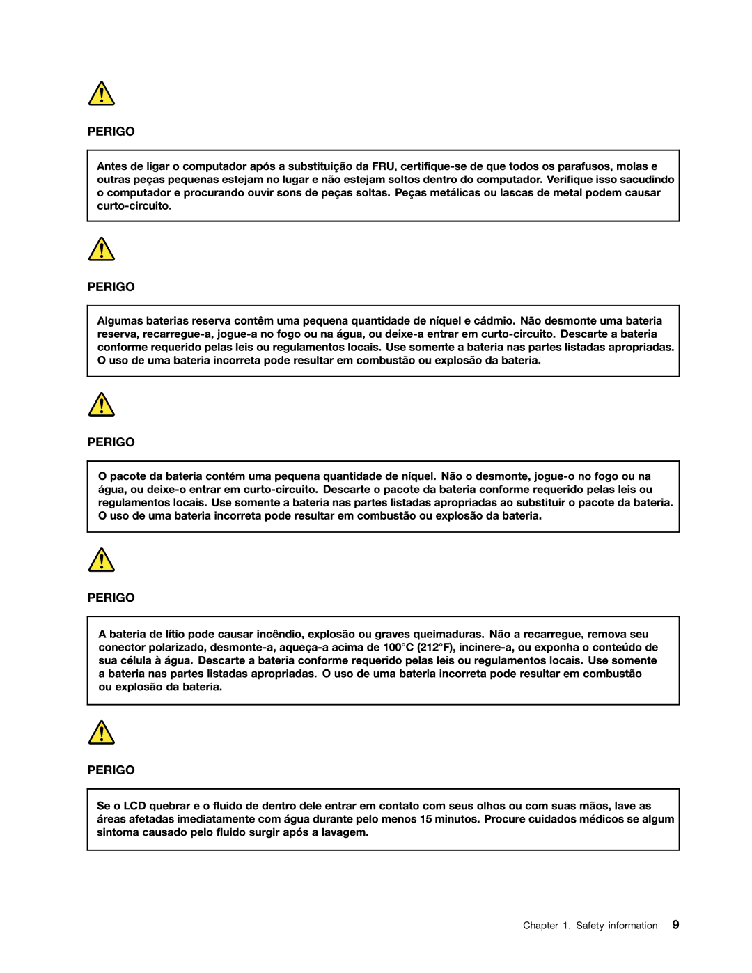 Lenovo 3093AC6 manual Perigo 