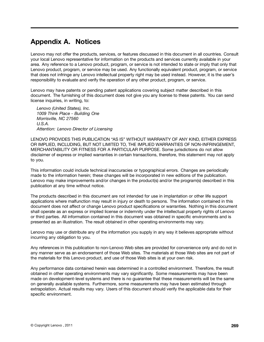 Lenovo 3093AC6 manual Appendix A. Notices 