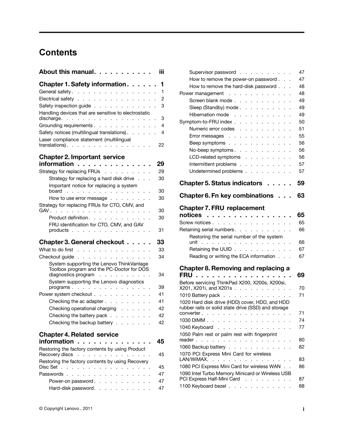 Lenovo 3093AC6 manual Contents 