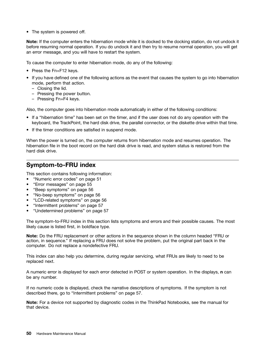 Lenovo 3093AC6 manual Symptom-to-FRU index 