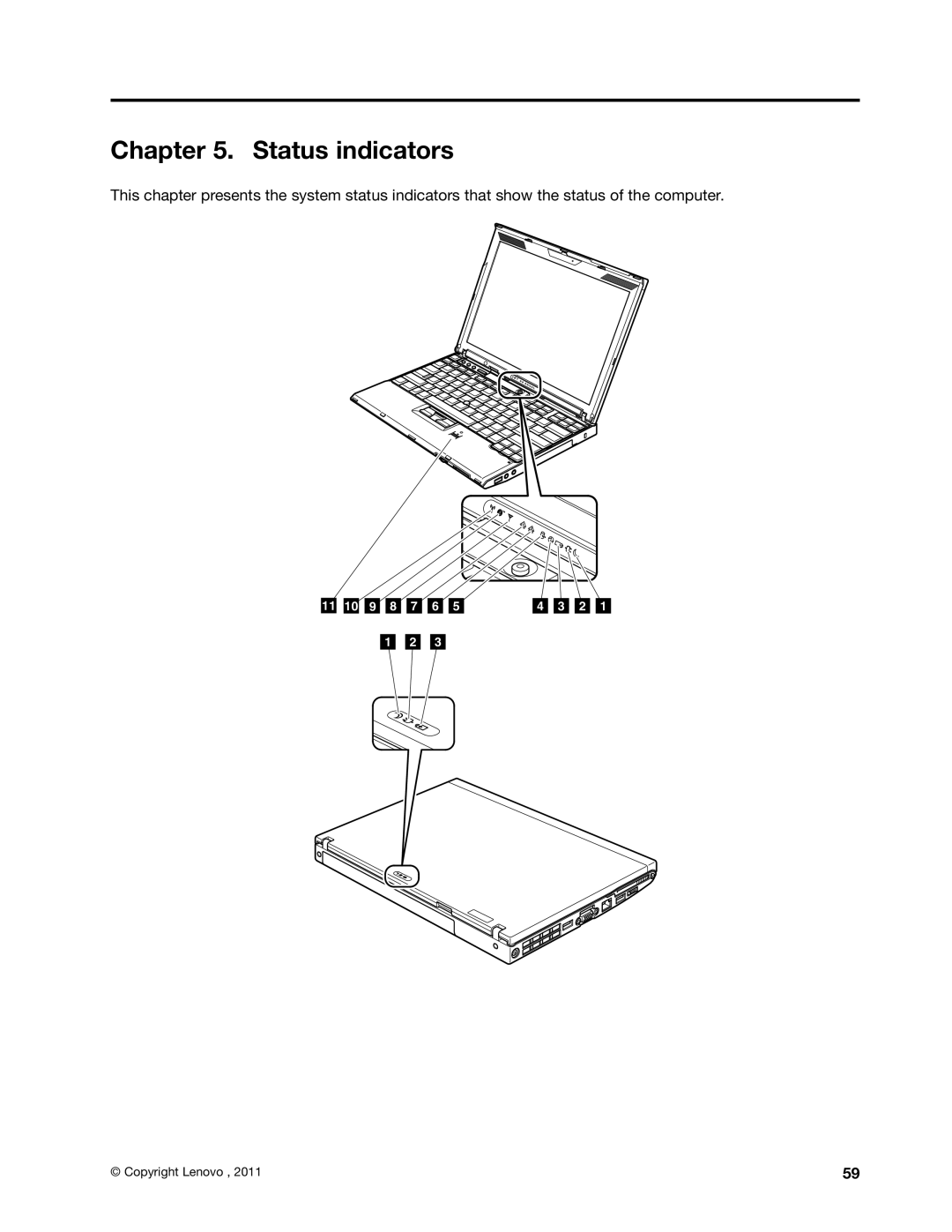 Lenovo 3093AC6 manual Status indicators 