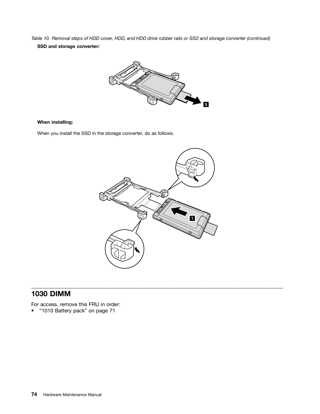 Lenovo 3093AC6 manual Dimm, SSD and storage converter When installing 