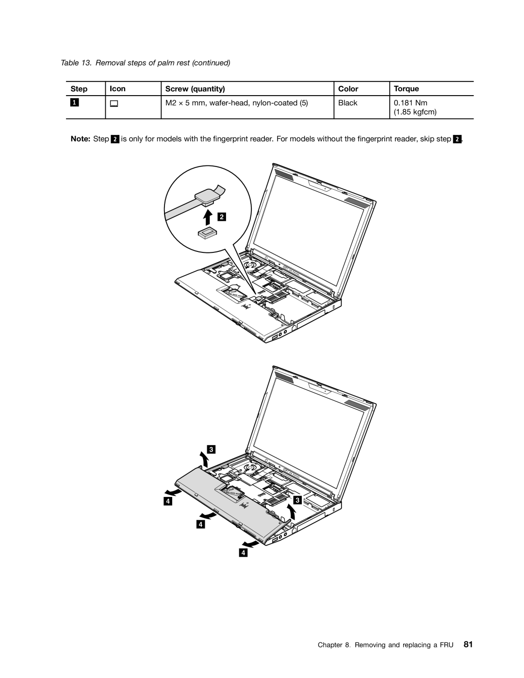 Lenovo 3093AC6 manual Step Icon Screw quantity Color Torque 