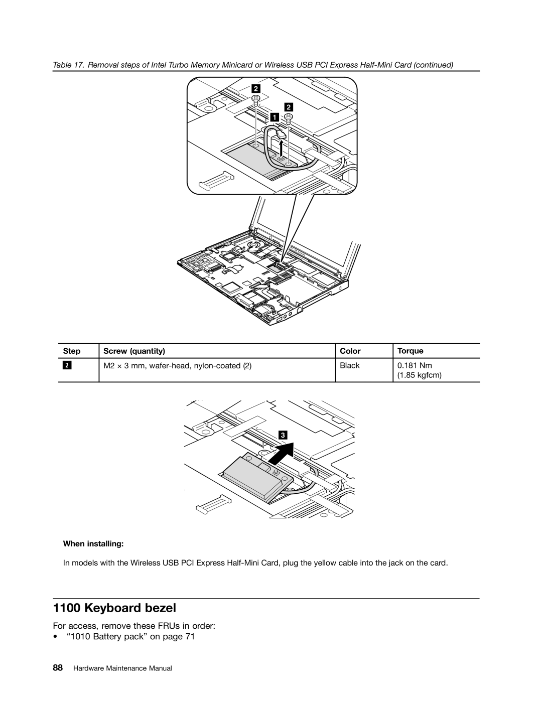 Lenovo 3093AC6 manual Keyboard bezel 