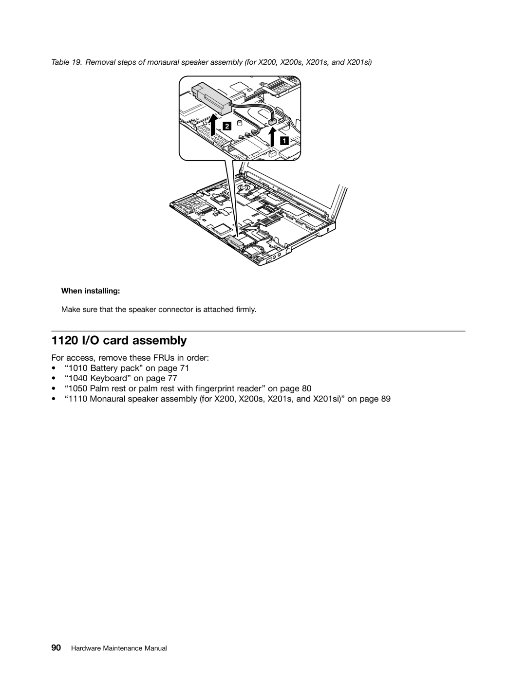 Lenovo 3093AC6 manual 1120 I/O card assembly 