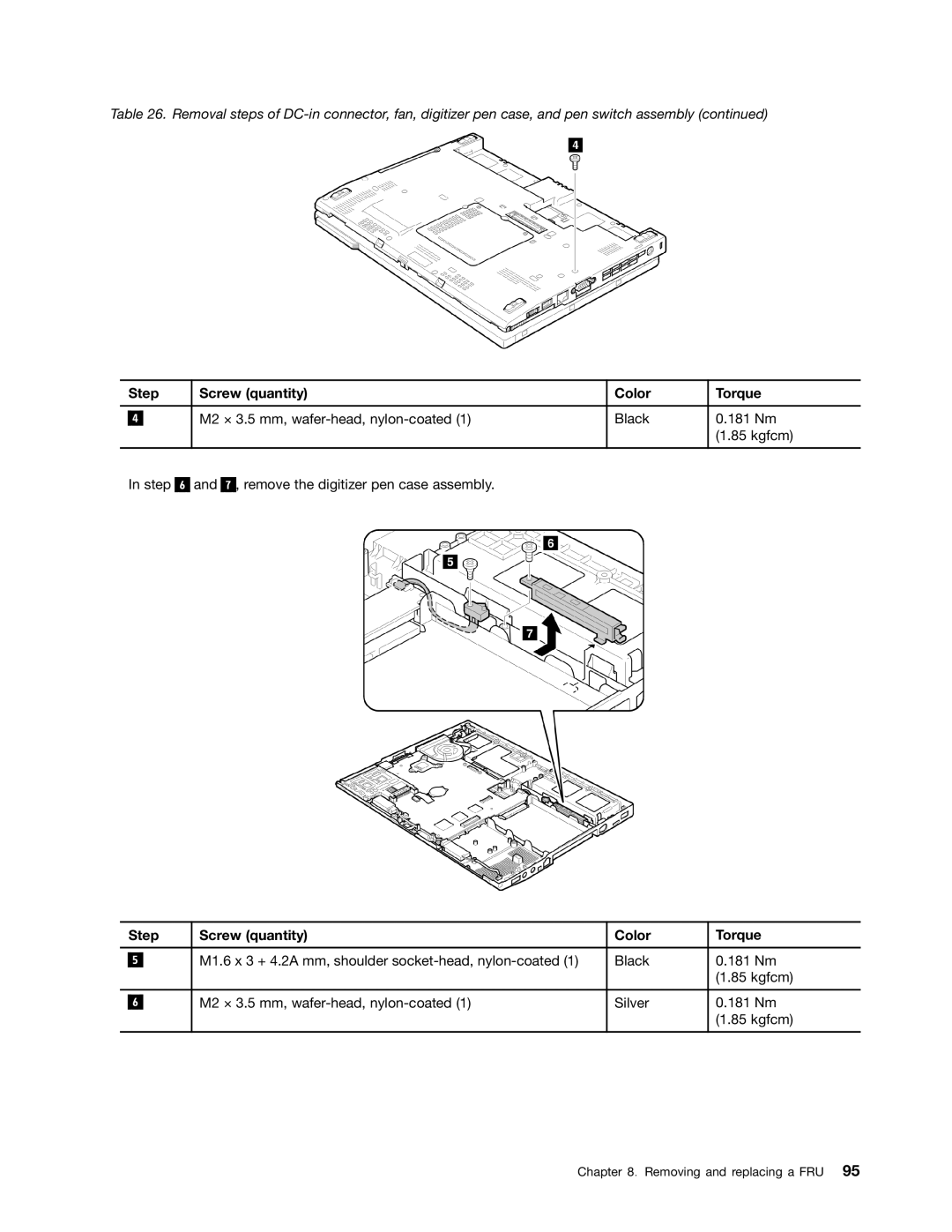 Lenovo 3093AC6 manual Step Screw quantity Color Torque 