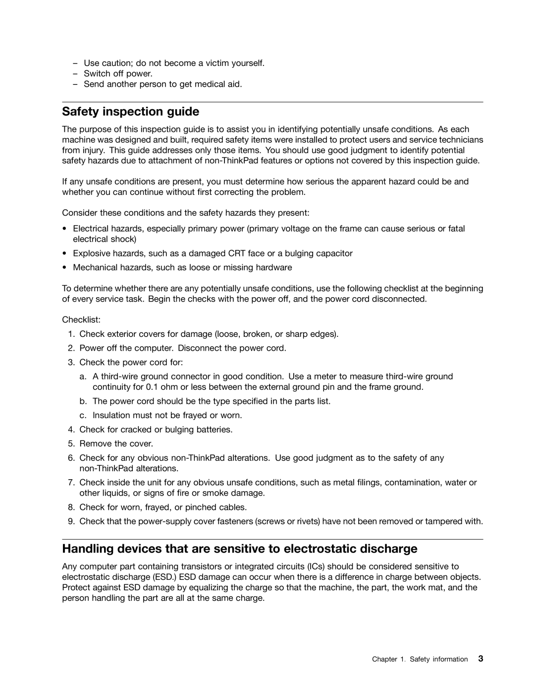 Lenovo 3093AC6 manual Safety inspection guide 