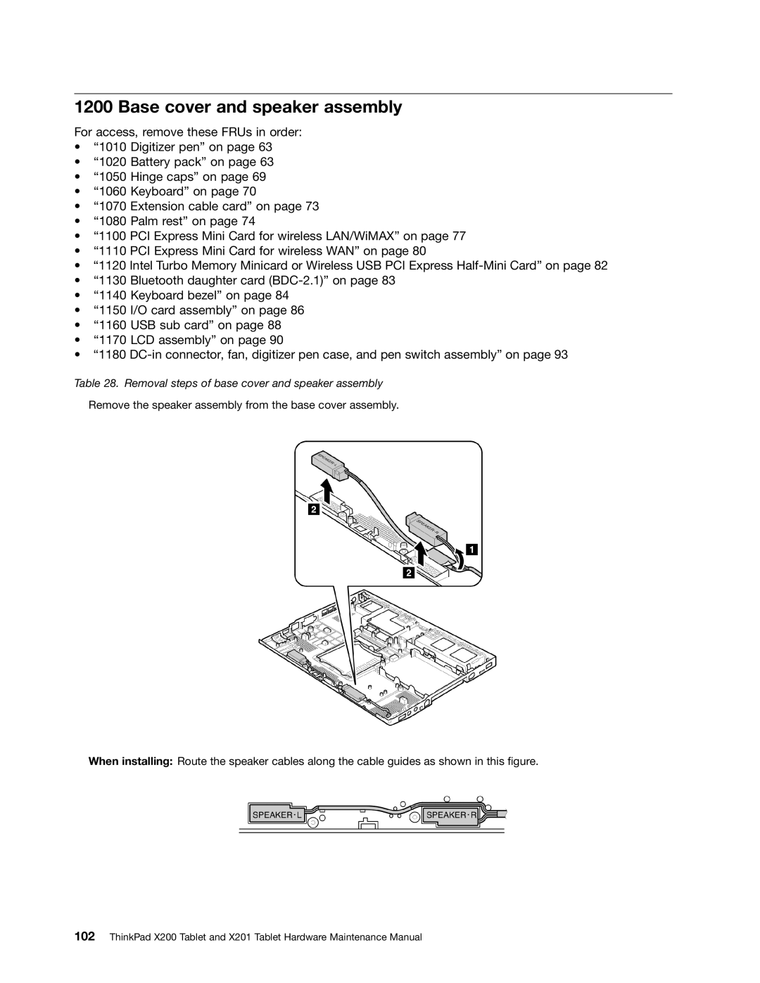 Lenovo 3093AC6 manual Base cover and speaker assembly, Removal steps of base cover and speaker assembly 