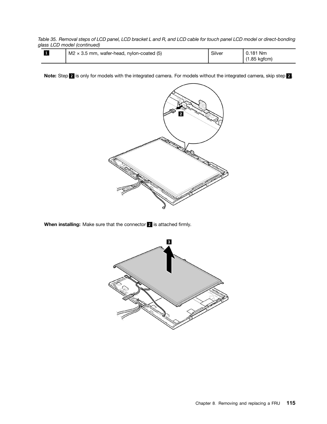 Lenovo 3093AC6 manual M2 × 3.5 mm, wafer-head, nylon-coated Silver 181 Nm Kgfcm 