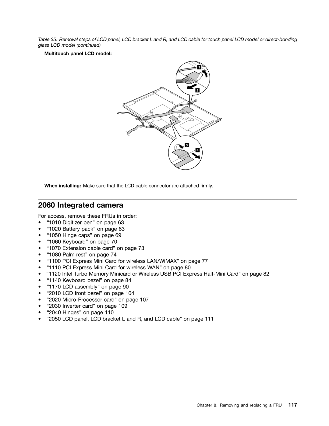 Lenovo 3093AC6 manual Integrated camera, Multitouch panel LCD model 