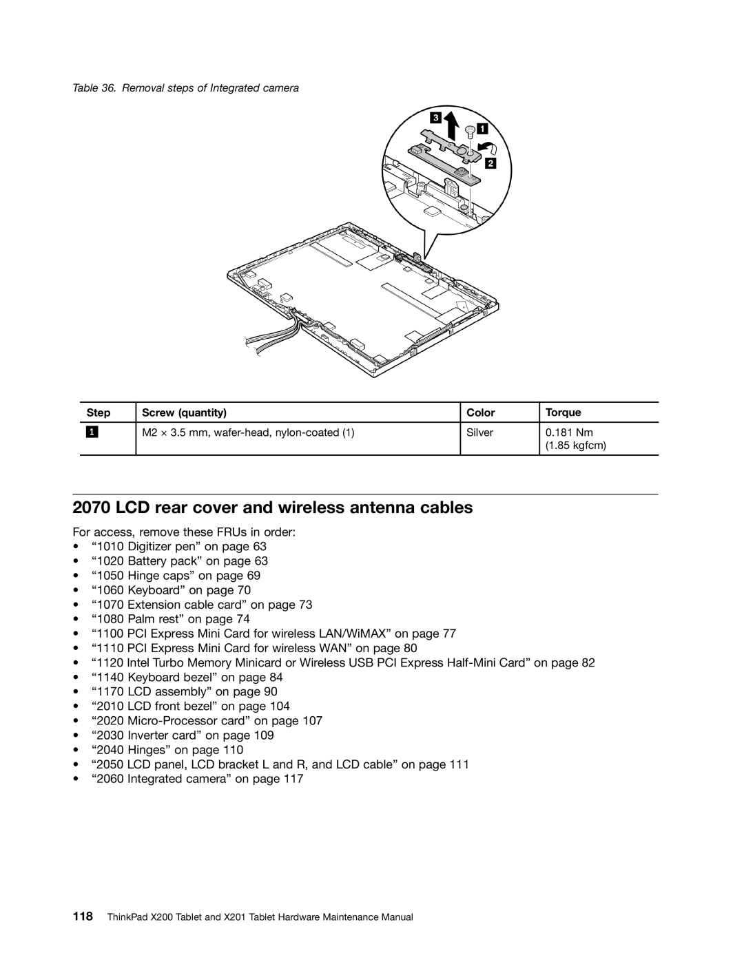 Lenovo 3093AC6 manual LCD rear cover and wireless antenna cables 