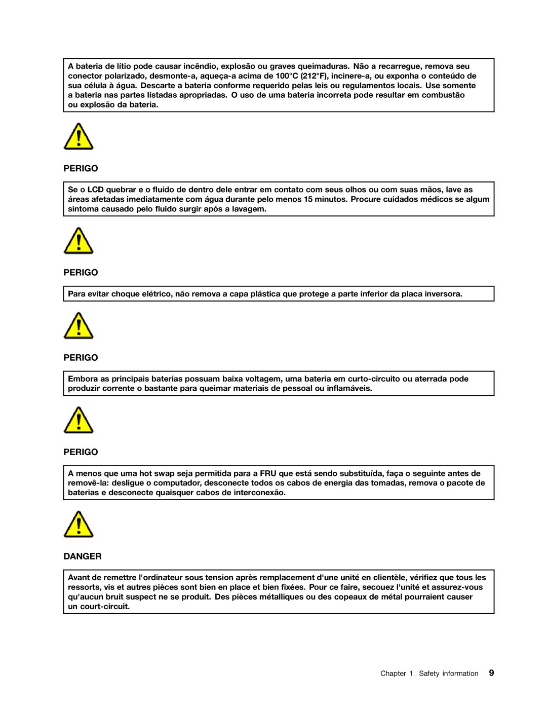 Lenovo 3093AC6 manual Perigo 