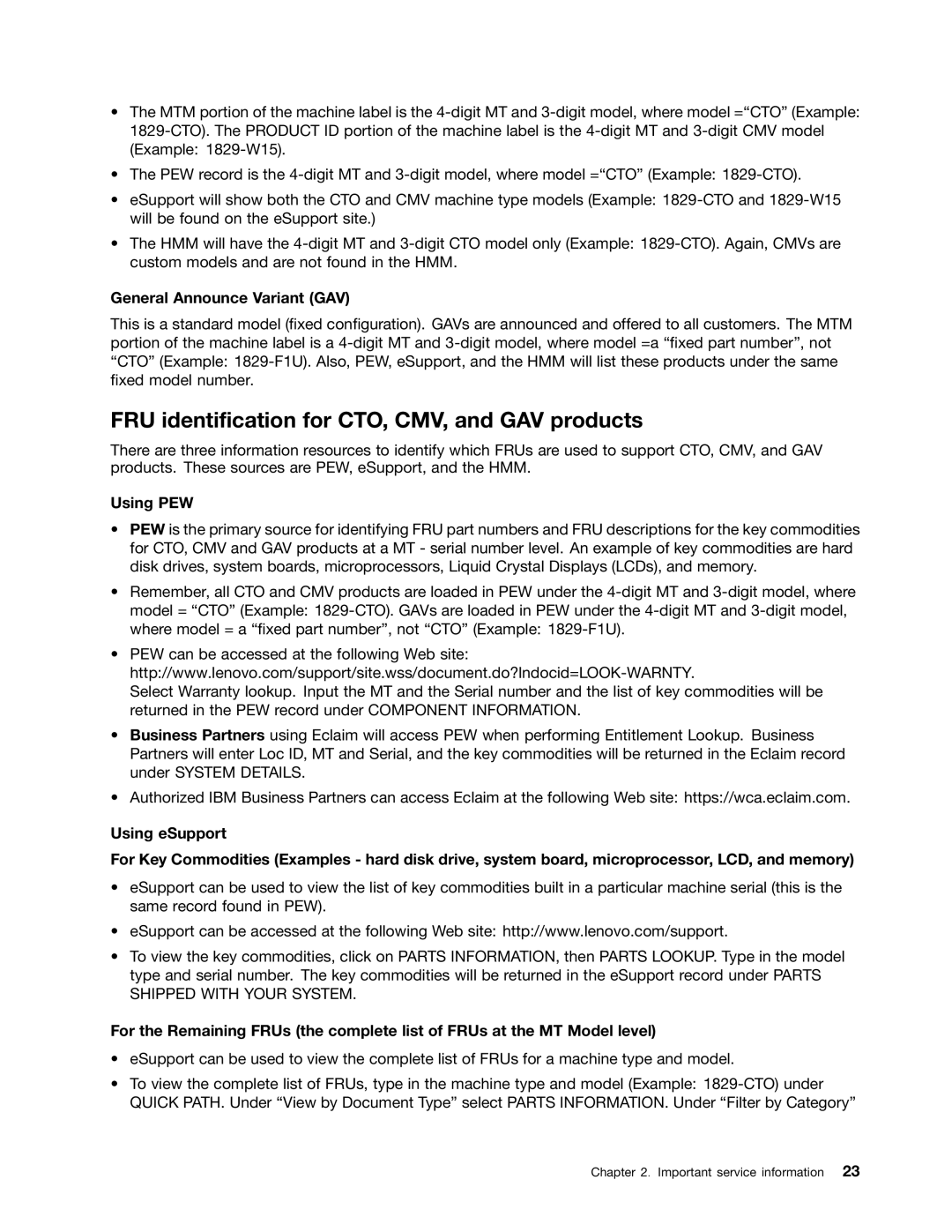 Lenovo 3093AC6 manual FRU identification for CTO, CMV, and GAV products, General Announce Variant GAV 