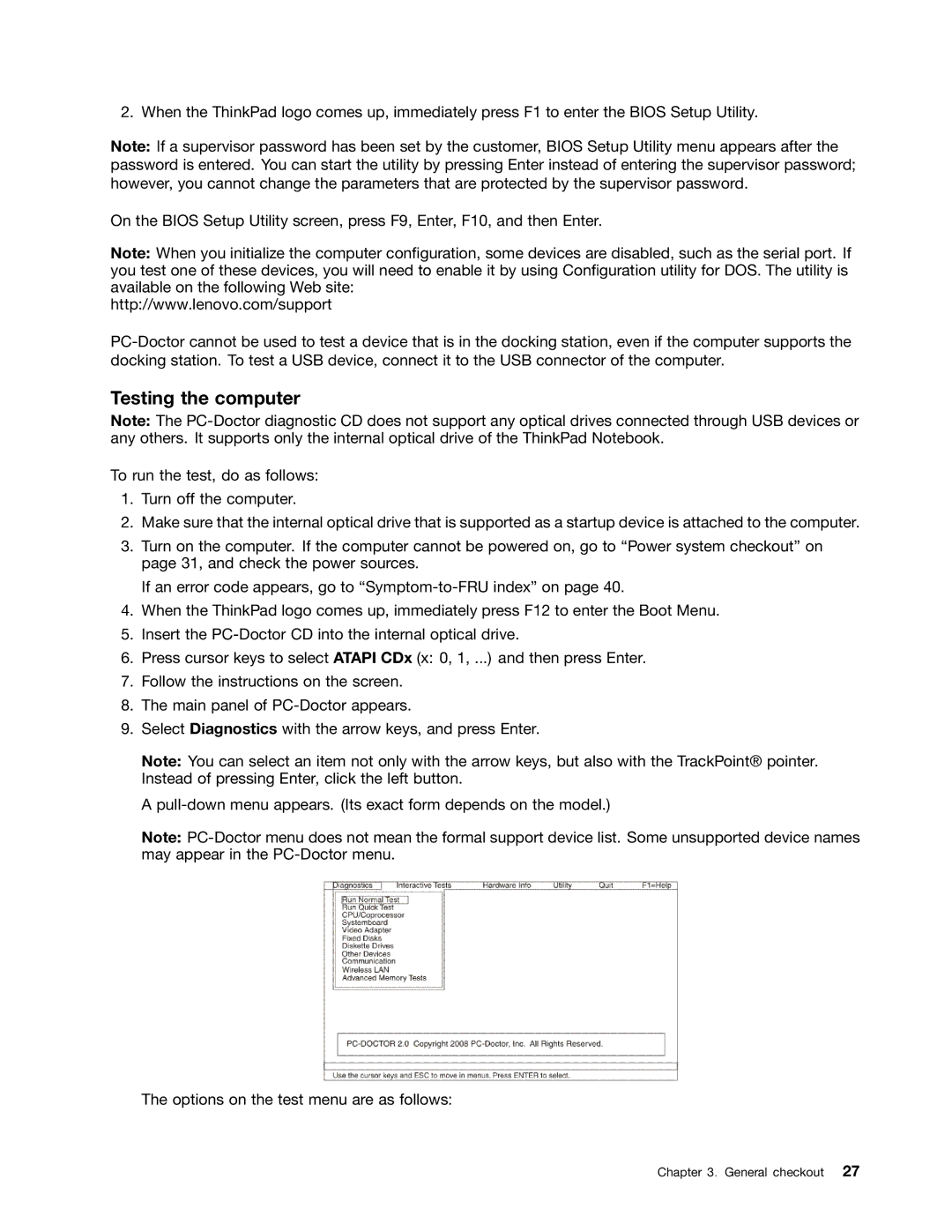 Lenovo 3093AC6 manual Testing the computer 