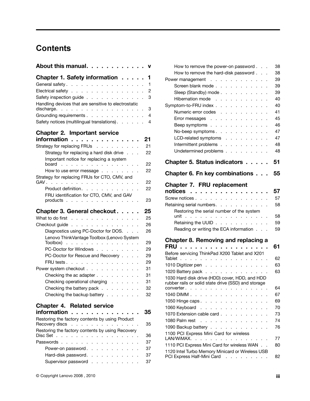 Lenovo 3093AC6 manual Contents 