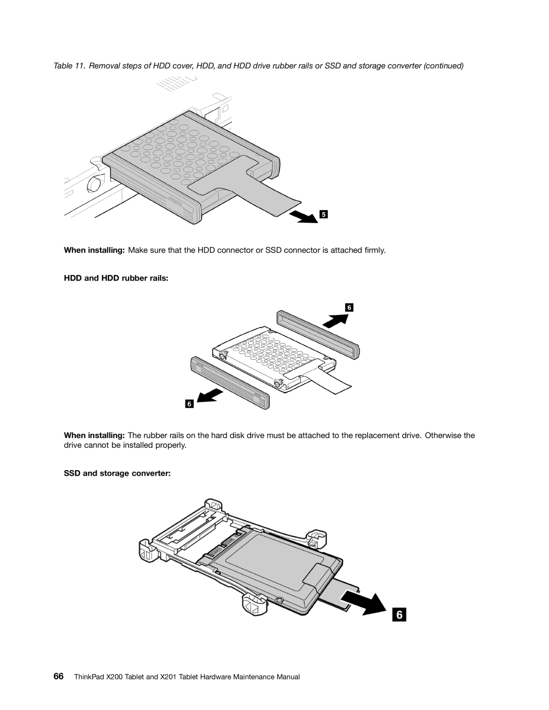 Lenovo 3093AC6 manual HDD and HDD rubber rails, SSD and storage converter 