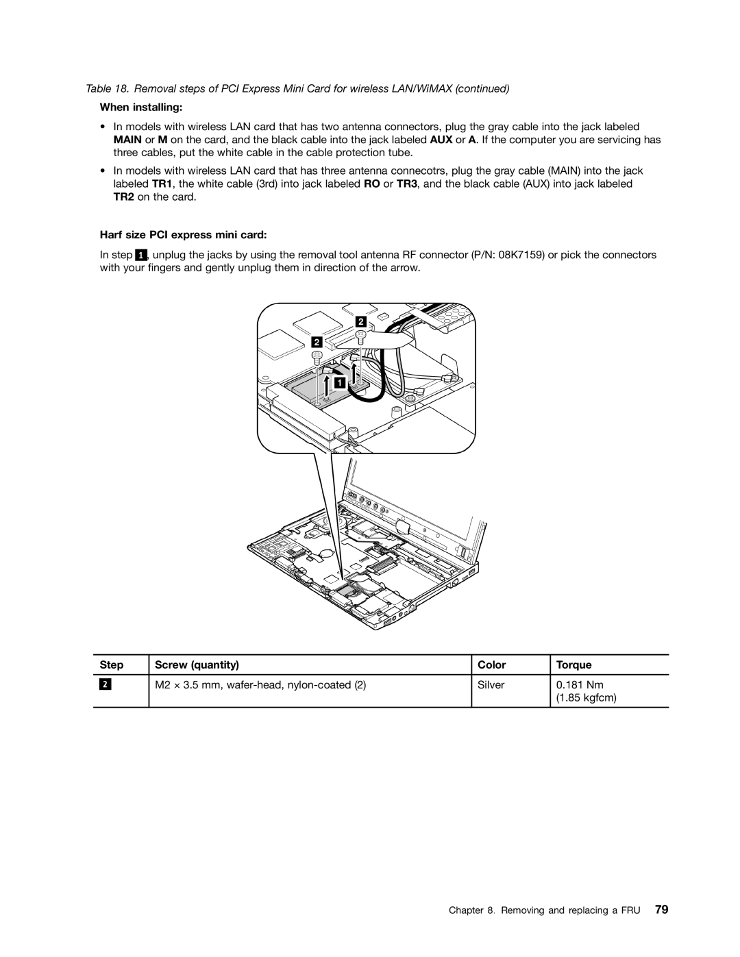 Lenovo 3093AC6 manual When installing, Harf size PCI express mini card 