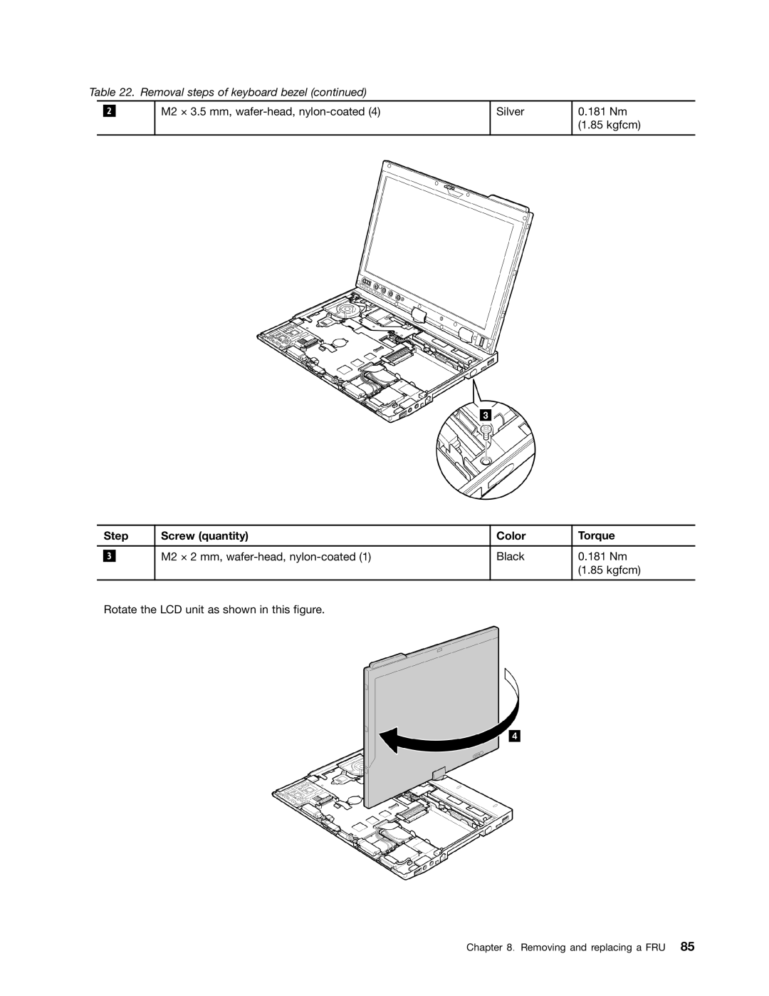 Lenovo 3093AC6 manual Step Screw quantity Color Torque 