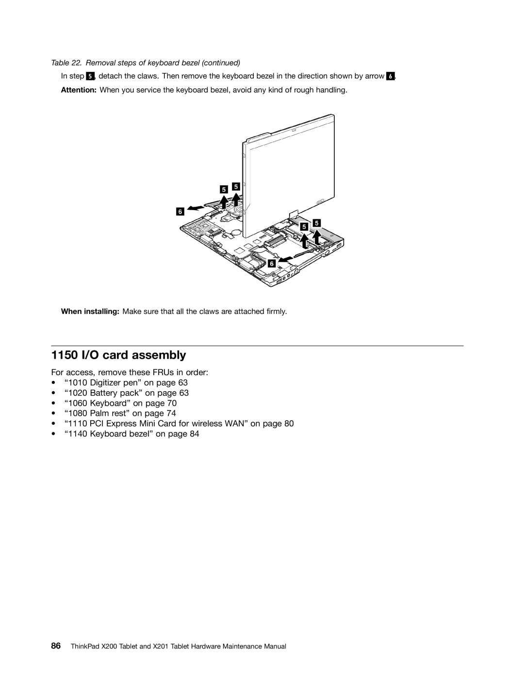 Lenovo 3093AC6 manual 1150 I/O card assembly 