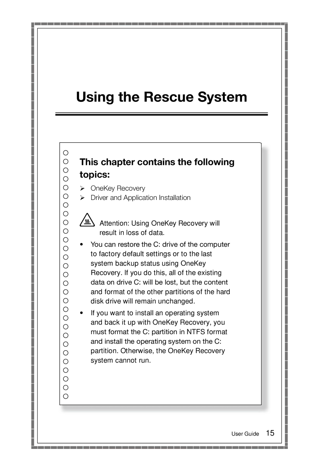 Lenovo 10080, 3099, 57312709, 57RF0010, 57312430, 2558, H430, B540, 1194, 1196, 10091 manual Using the Rescue System 