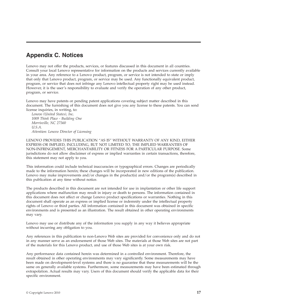 Lenovo 310 manual Appendix C. Notices 